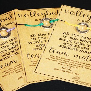 15 Volleyball Affirmation Charm Wish Bracelets With Custom Card ... Pick Your Color ... Great for Team Gifts, Team Spirit