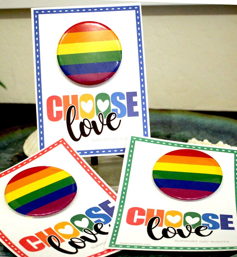 Bulk Set of 15 Gay Pride Support LGBT Gay Rights LGBT Large 6 Color Pin Back Buttons Choose Love ..