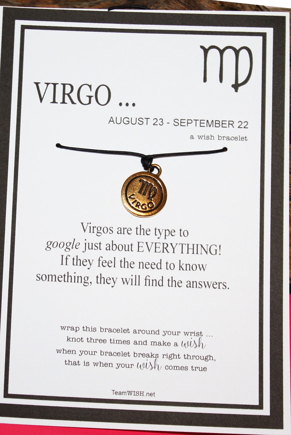 1 Virgo Zodiac Double Sided Golden Charm Wish Bracelet Wishes