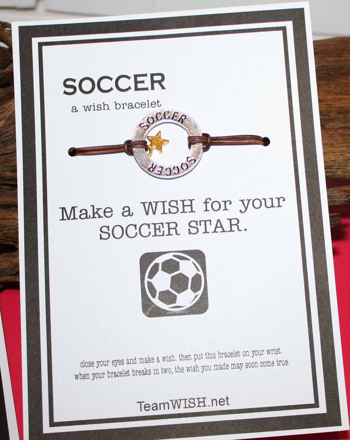 Soccer Premium Leather Wish Bracelet (1) Double Charms Soccer Mom