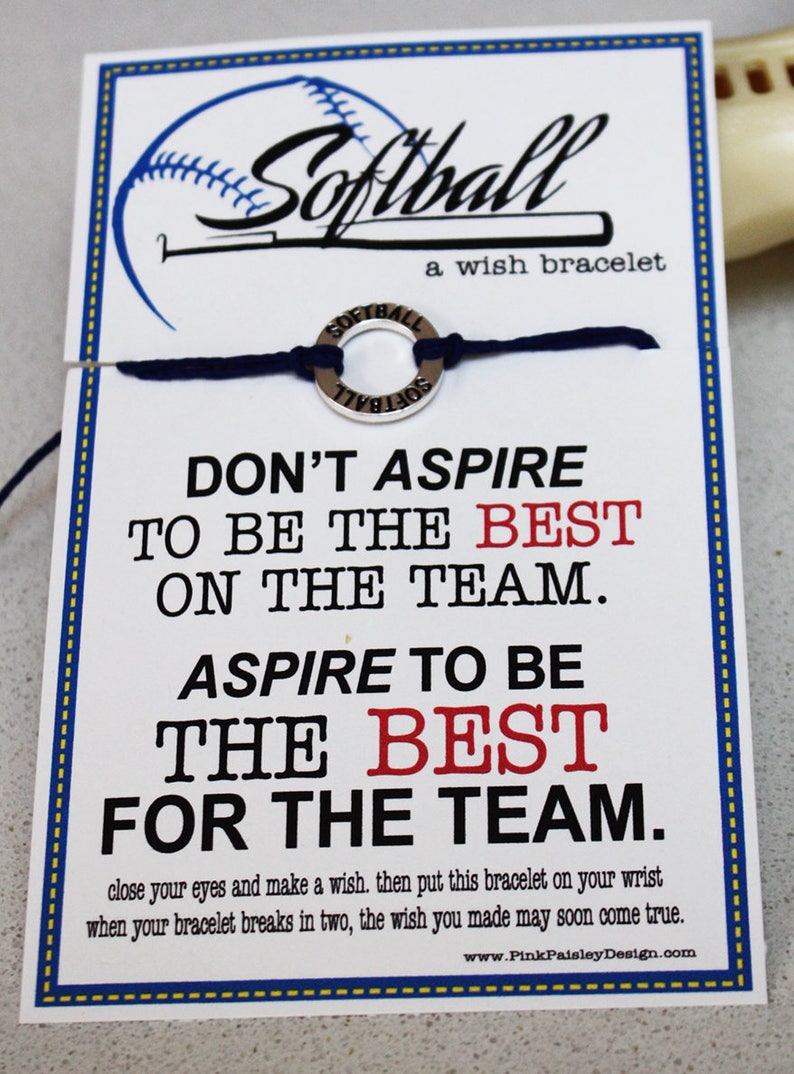 Softball Wish Bracelets .. Birthday Favors and More! TEAMWORK .. Team Spirit Great for Gifts