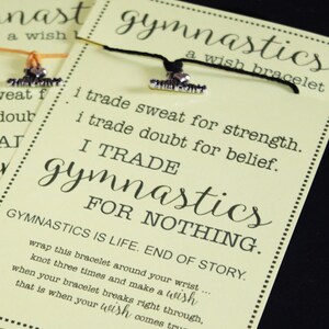 Gymnastics Wish Bracelets ... Pick Your Qty. & Color ... Great for Team Gifts, Team Spirit , I Love Gymnastics, Party Favors