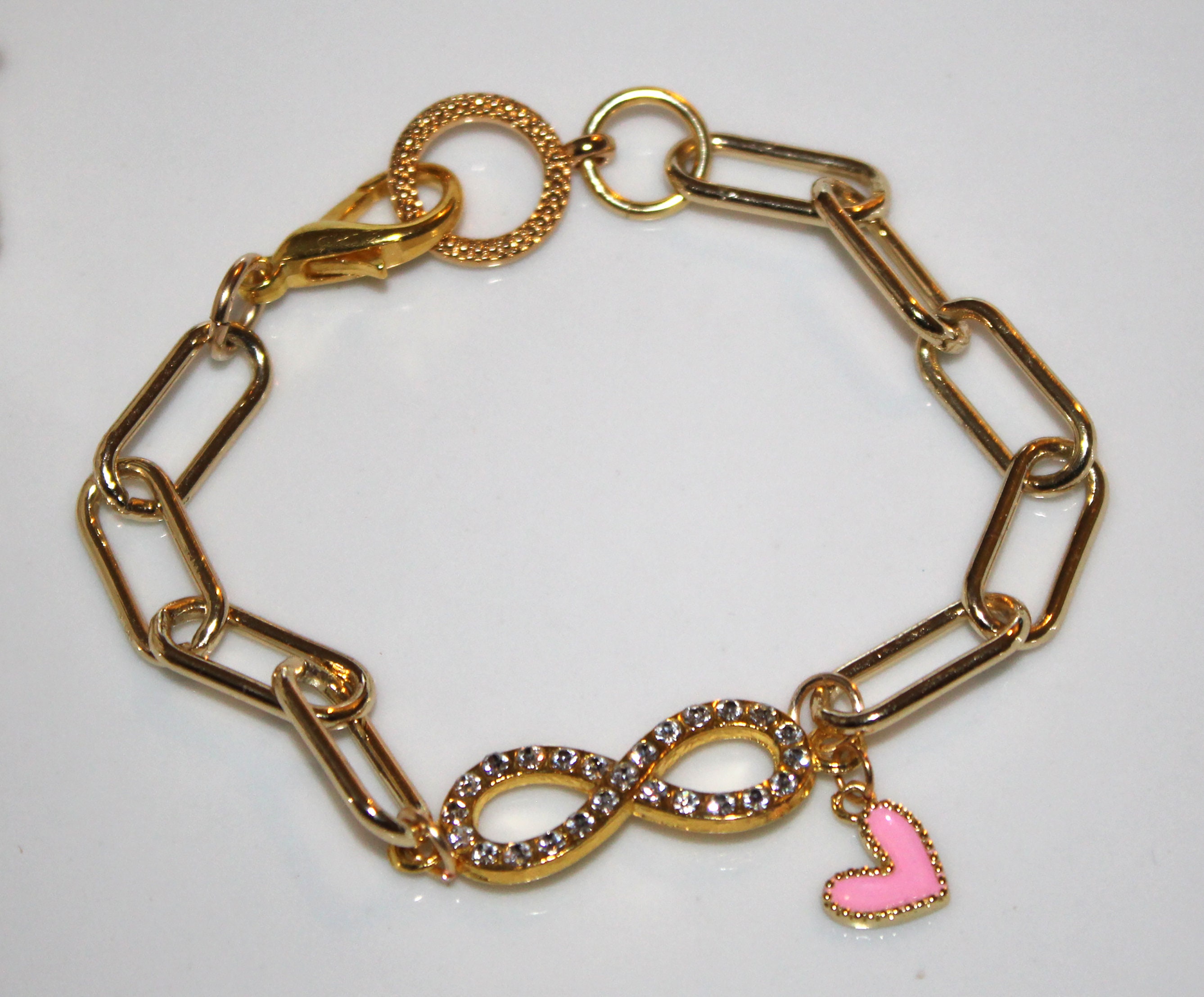 Size 7 Paper Clip Bracelet with CZ Pave Center Infinity Etsy