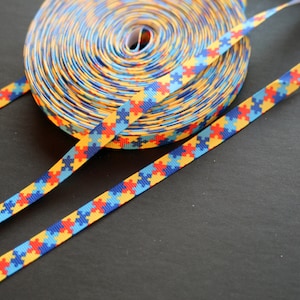 Clearance - AUTISM Grosgrain Ribbon - 3/8&quot; ... Single Face - DIY Projects - Make Something FUN! Purchase By the Yard