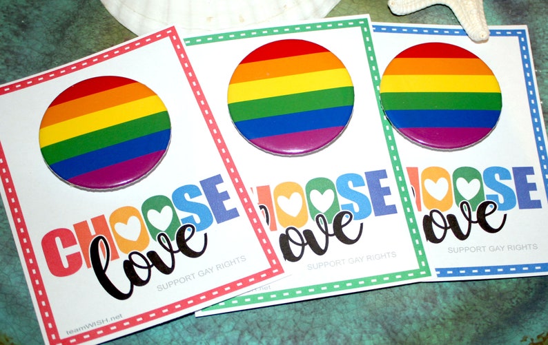Bulk Set of 15 Gay Pride Support LGBT Gay Rights LGBT Large 6 Color Pin Back Buttons Choose Love ..