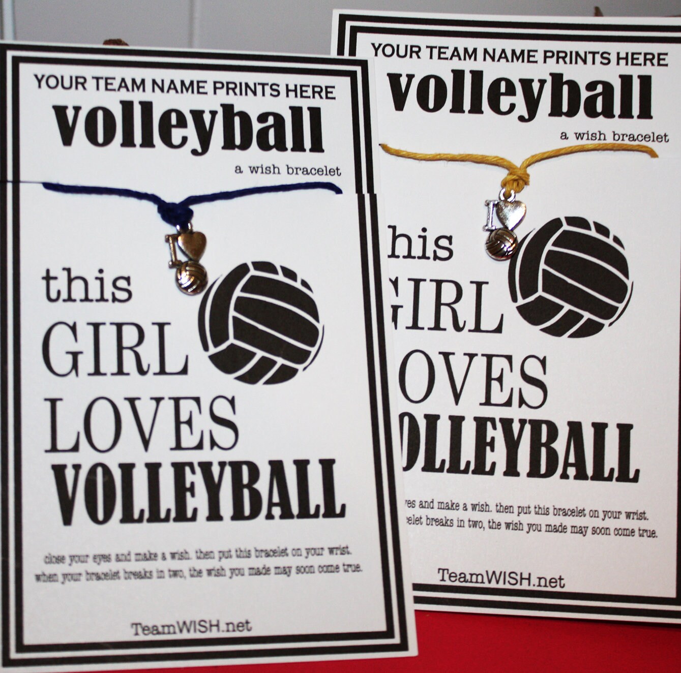 12 Volleyball Charm Wish Bracelets With Custom Card Pick Your