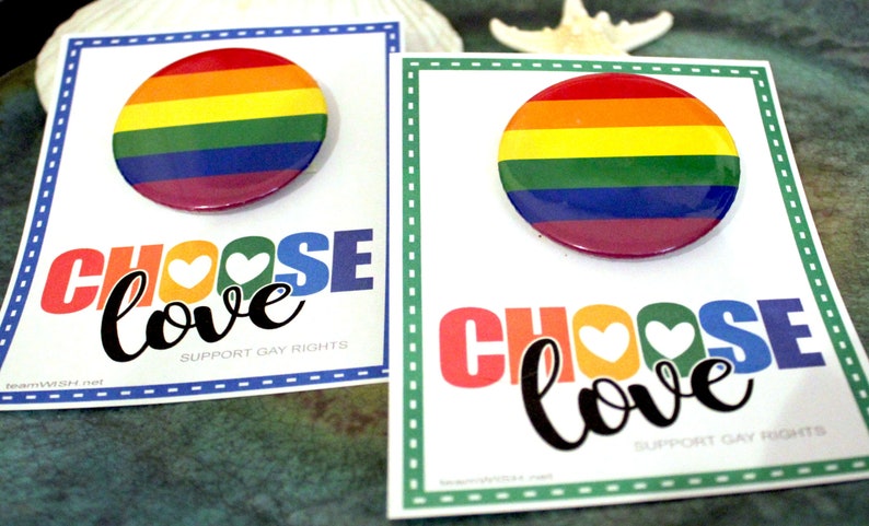 Bulk Set of 15 Gay Pride Support LGBT Gay Rights LGBT Large 6 Color Pin Back Buttons Choose Love ..