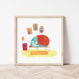 Art, giclée print, Sleeping mouse by Monika Filipina, original illustration