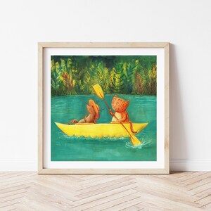 アート、ジークレー版画、モニカ・フィリピーナによるカヤック、オリジナルイラスト