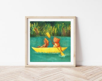 Arte, stampa giclée, Kayak di Monika Filipina, illustrazione originale