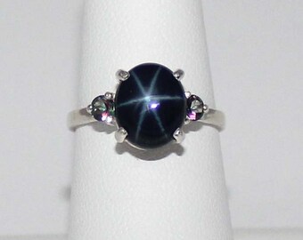 Genuine 6-Ray Blue Star Sapphire Sterling Silver Ring / Silver | Etsy