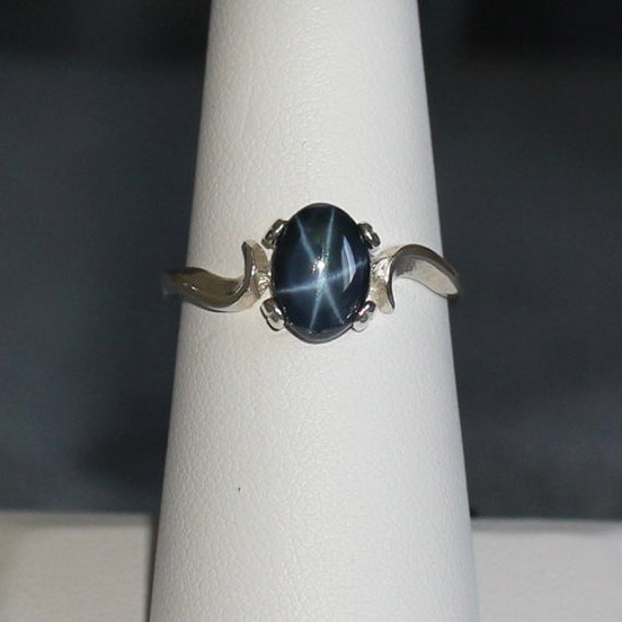 Genuine 6-Ray Blue Star Sapphire Sterling Silver Ring / Silver | Etsy
