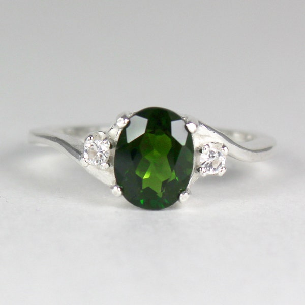 Russo Chrome Diopside Sterling Anello d'argento / Cromo Diopside Anello d'argento