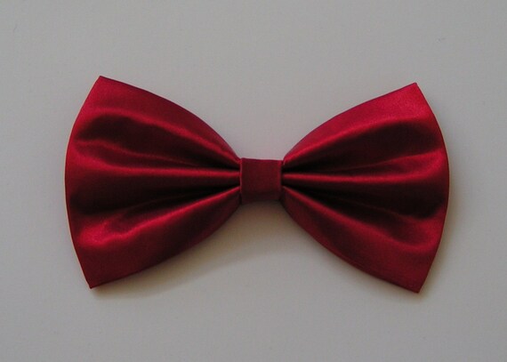 Items similar to Hair Bow - Red Satin Hair Bow, Fabric Hair Bow, Red ...