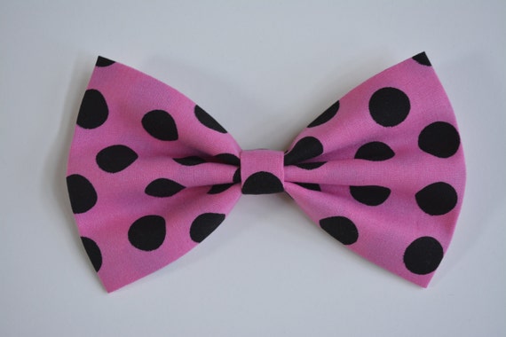 Items similar to Hair bow-Hot pink and black polkadots, Dance School ...