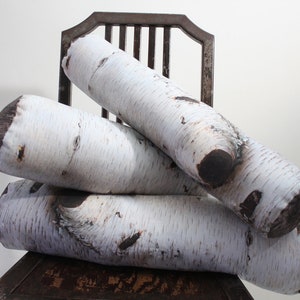 Birch Tree Log pillow - made to order - decorative pillow - log decor - woodland
