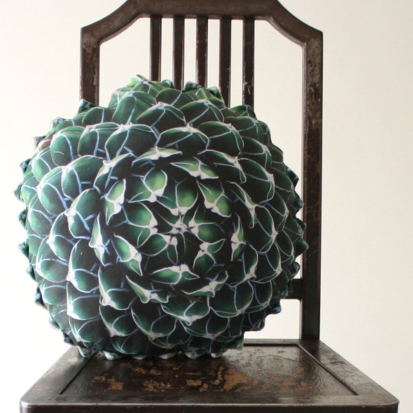 Spring Succulent decorative pillow made to order (Queen Victoria Agave)