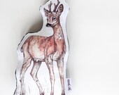 Deer Cotton and Velvet Animal Shaped Pillow