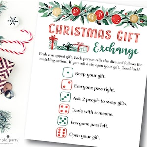 Christmas Gift Exchange Game - Christmas Dice Game - Christmas Gift Exchange - Christmas Party Game -  Gift Swap Game - INSTANT DOWNLOAD
