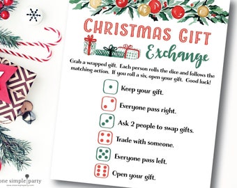 Christmas Gift Exchange Game - Christmas Dice Game - Christmas Gift Exchange - Christmas Party Game -  Gift Swap Game - INSTANT DOWNLOAD