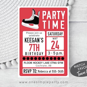 EDITABLE Hockey Invitation - Editable Colors to Match Team - Hockey Birthday - Hockey Party - Ice Hockey - Sports Birthday -INSTANT DOWNLOAD