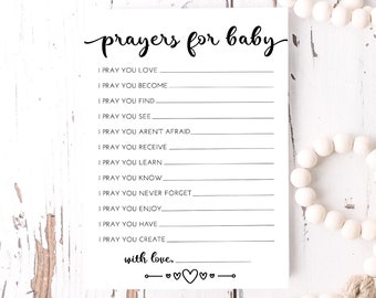 Modern Prayers for Baby Card - Baby Shower Activity - Minimal Baby Shower - Gender Neutral - Baby Shower Game - INSTANT DOWNLOAD