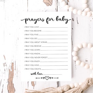Prières modernes pour carte de bébé - activité de baby shower - baby shower minimal - non sexiste - jeu de baby shower - téléchargement immédiat