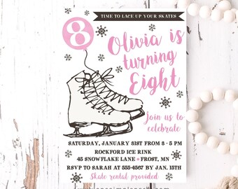 EDITABLE Watercolor Ice Skating Birthday Party Invitation - Winter Birthday - Ice Skating Party - Editable Invitation - INSTANT DOWNLOAD