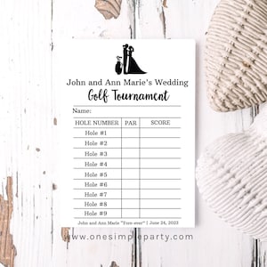 BEWERKBARE Bruiloft Golf Scorecard - Golf Bruiloft - Golffeest - Golfverjaardag - Minigolf - Golf Vrijgezellenfeest - Golf Scorekaart