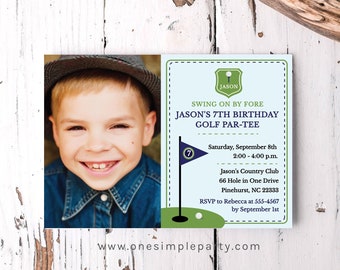 Editable GOLF BIRTHDAY PARTY Invite, Photo Invitation, Golf First Birthday, Golf Party, Golf Invitation, Instant Download, Corjl