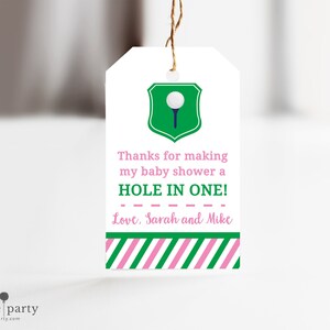 EDITABLE Pink Golf Baby Shower Favor Tags - Girl Golf Baby Shower - Golf Party - Golf Favor Tags - INSTANT DOWNLOAD