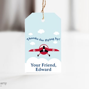EDITABLE Airplane Birthday Favor Tags - Boy Birthday - Vintage Airplane - Airplane Party - First Birthday - INSTANT DOWNLOAD