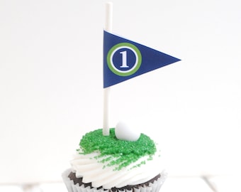 EDITABLE Golf Tee Flags - Golf Cupcake Toppers - Golf Party Decor - Golf Party - Golf First Birthday - Two Colors - INSTANT DOWNLOAD