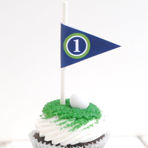 EDITABLE Golf Tee Flags Golf Cupcake Toppers Golf Party Etsy
