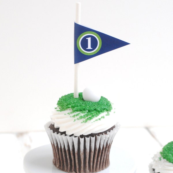 EDITABLE Golf Tee Flags - Golf Cupcake Toppers - Golf Party Decor - Golf Party - Golf First Birthday - Two Colors - INSTANT DOWNLOAD