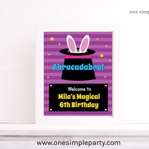 EDITABLE Girl Magic Birthday Welcome Sign - Magic Party - Magician Party - Magic Show Sign - Party Sign - INSTANT DOWNLOAD