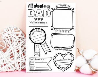All About My Dad Printable Father's Day Gift Idea Dad - Etsy