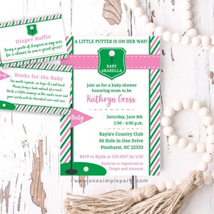 EDITIERBARE Mädchen Golf Baby Shower Einladung - Golf Theme Party - Girl Baby Shower - Golf Party - Golf Einladung - Golf Baby - INSTANT DOWNLOAD