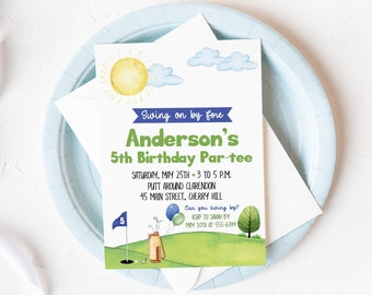 EDITABLE Watercolor Golf Birthday Invitation - Golf Birthday Party - Mini Golf Party - Golf Party - Editable Invitation - INSTANT DOWNLOAD