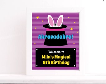 EDITABLE Girl Magic Birthday Welcome Sign - Magic Party - Magician Party - Magic Show Sign - Party Sign - INSTANT DOWNLOAD