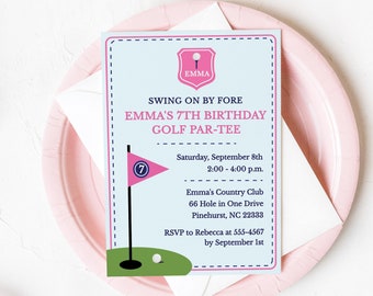 EDITABLE Pink Golf Party Invitation, Golf Birthday Party, Mini Golf, Golf First Birthday, Golf Party, Golf Invitation, INSTANT DOWNLOAD