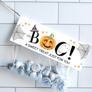 EDITABLE Boo Halloween Bag Topper, Halloween Candy Bag, Halloween Treat Bag, Trick or Treat, Halloween School Tag, INSTANT DOWNLOAD