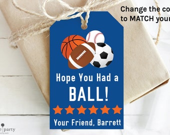 EDITABLE Sports Party Favor Tags - Sports Birthday - Sports Party - Have a Ball - Sports Favors - INSTANT DOWNLOAD