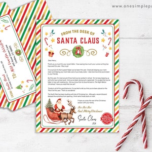 Carta EDITABLE de Papá Noel - Carta a Papá Noel - Papelería de Papá Noel - Desde el escritorio de Papá Noel - Incluye sobre editable a juego - DISEÑO DIGITAL