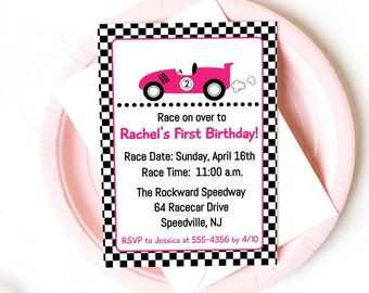 EDITABLE Girl Race Car Birthday Invitation - Race Car Birthday - Race Car Party - Car Birthday - Editable Invitation - INSTANT DOWNLOAD