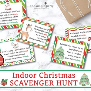 Printable Indoor Christmas Scavenger Hunt Kids Christmas Treasure Hunt Christmas Game Christmas Activity INSTANT DOWNLOAD image 1