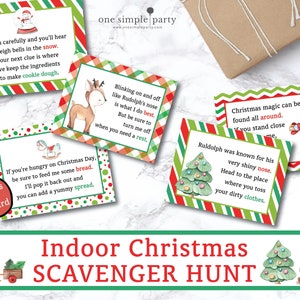 Búsqueda del tesoro navideña en interiores para imprimir - Búsqueda del tesoro navideña para niños - Juego navideño - Actividad navideña - DESCARGA INMEDIATA
