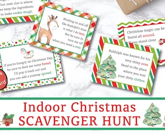 Printable Indoor Christmas Scavenger Hunt - Christmas Treasure Hunt - Christmas Game - Christmas Activity - INSTANT DOWNLOAD