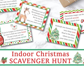 Printable Indoor Christmas Scavenger Hunt - Kids Christmas Treasure Hunt - Christmas Game - Christmas Activity - INSTANT DOWNLOAD