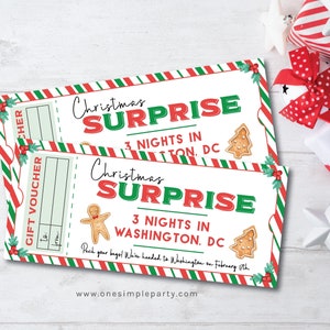 Plantilla EDITABLE de Certificado de Regalo de Navidad Sorpresa - Vale de Regalo - Regalo Sorpresa - Boleto de Regalo - Regalo de Último Minuto - DESCARGA INSTANTÁNEA